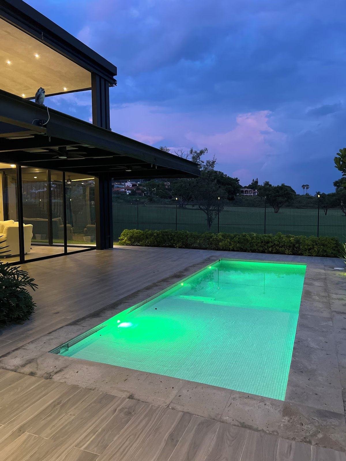 The pool at dusk